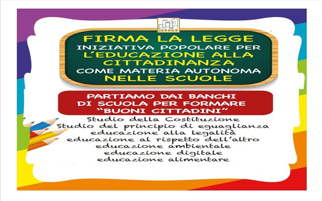 Raccolta Firme Proposta di Legge "Educazione alla cittadinanza nelle scuole"